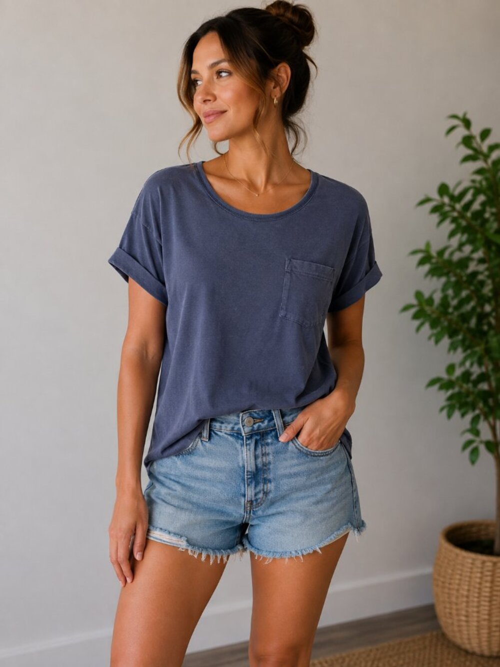 American Eagle Outfitters Soft & Sexy Blue Pocket Tee